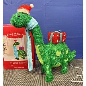 Rare Wondershop At Target Lit Tinsel Dinosaur Christmas 27.5" Works